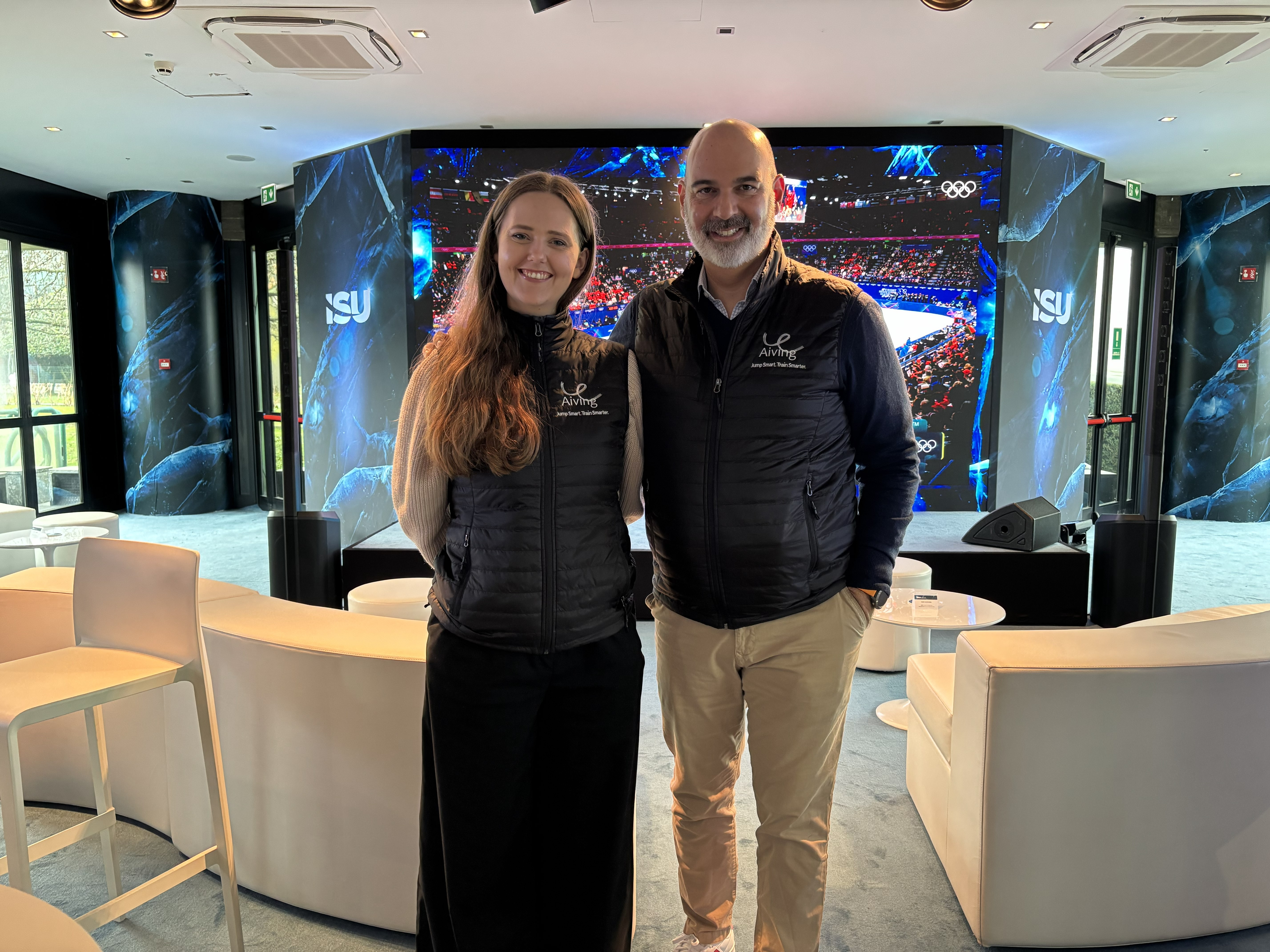 Aiving founding team at a Milano Cortina Olympic event space